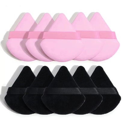 10- Piece Triangle Powder Puff Set • Vådt og tør kosmetik Svampe til løs pulver & Foundation