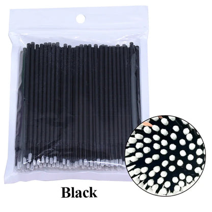 100PCS Eyelash Rengøring Børster Micro Cotton Swabs til Lash udvidelser & Makeup Removal