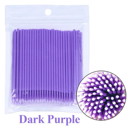 100PCS Eyelash Rengøring Børster Micro Cotton Swabs til Lash udvidelser & Makeup Removal