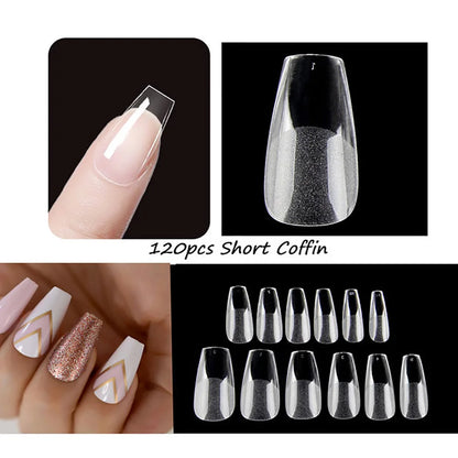 120PCS Matt presse-på negle tips Soft Full-Cover Oval Almond Falske negle til DIY Manicure
