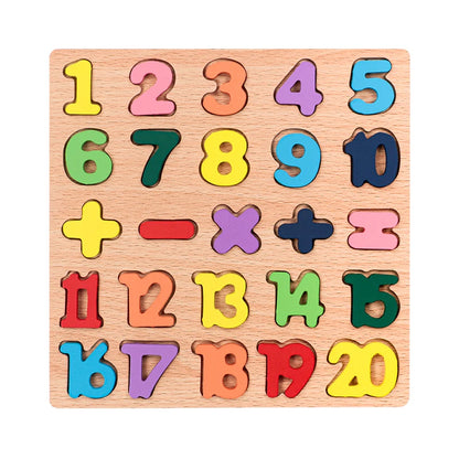Kids Alphabet & Number Wooden Puzzle – Montessori Preschool Educational Toy