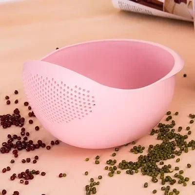 1PC Plastic Rice Sieve & Drain kurv med håndtag • Multi-purpose Kitchen Strainer Bowl til vask af ris, grøntsager og frugter