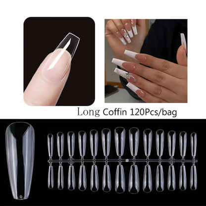 120PCS Matt presse-på negle tips Soft Full-Cover Oval Almond Falske negle til DIY Manicure