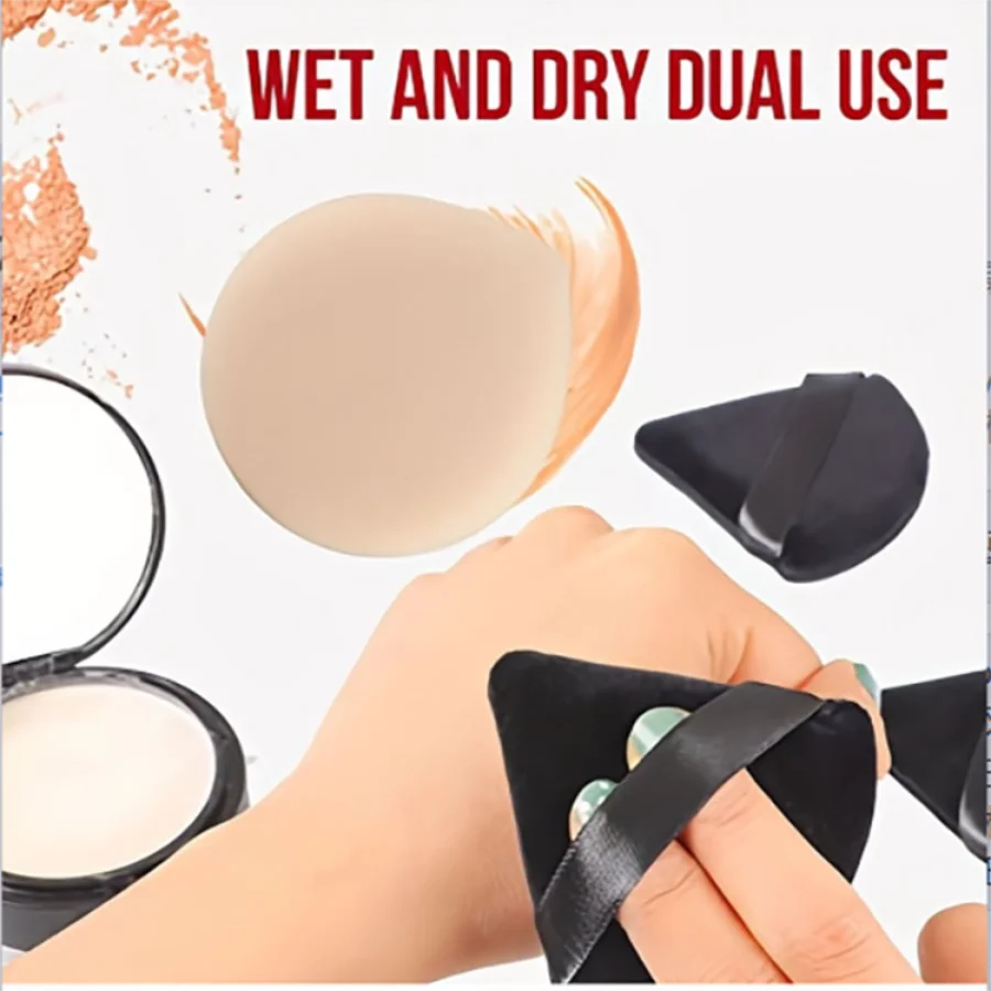 10- Piece Triangle Powder Puff Set • Vådt og tør kosmetik Svampe til løs pulver & Foundation