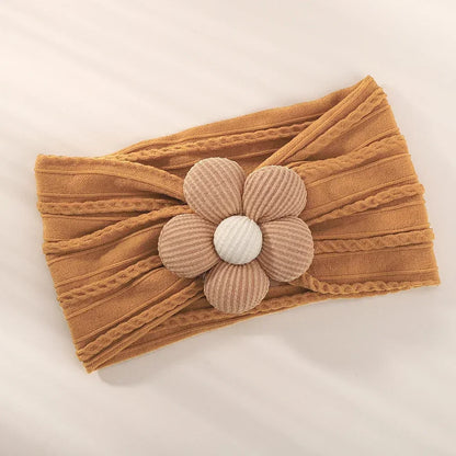 1Pc Baby Nylon hovedtørklæde Håndlavet Blomst Hovedbøjle til Nyfødte piger, Spædbørn Elastisk Hår turban