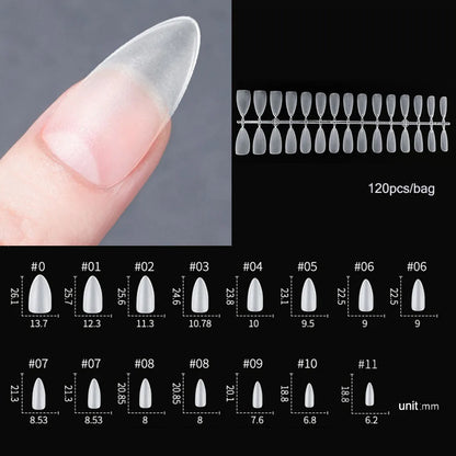 120PCS Matt presse-på negle tips Soft Full-Cover Oval Almond Falske negle til DIY Manicure