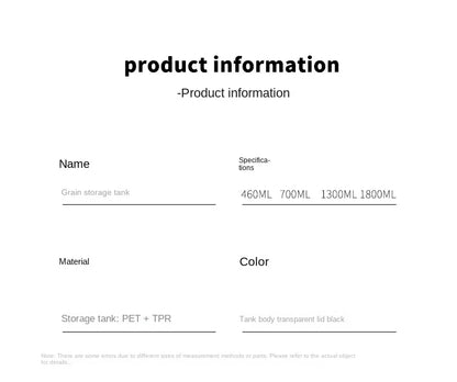 1PC Lufttæt forseglet opbevaringskrukke • Plastkorn, Pasta & krydderier Container • Fugt-Proof Kitchen Organizer Box