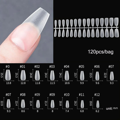 120PCS Matt presse-på negle tips Soft Full-Cover Oval Almond Falske negle til DIY Manicure