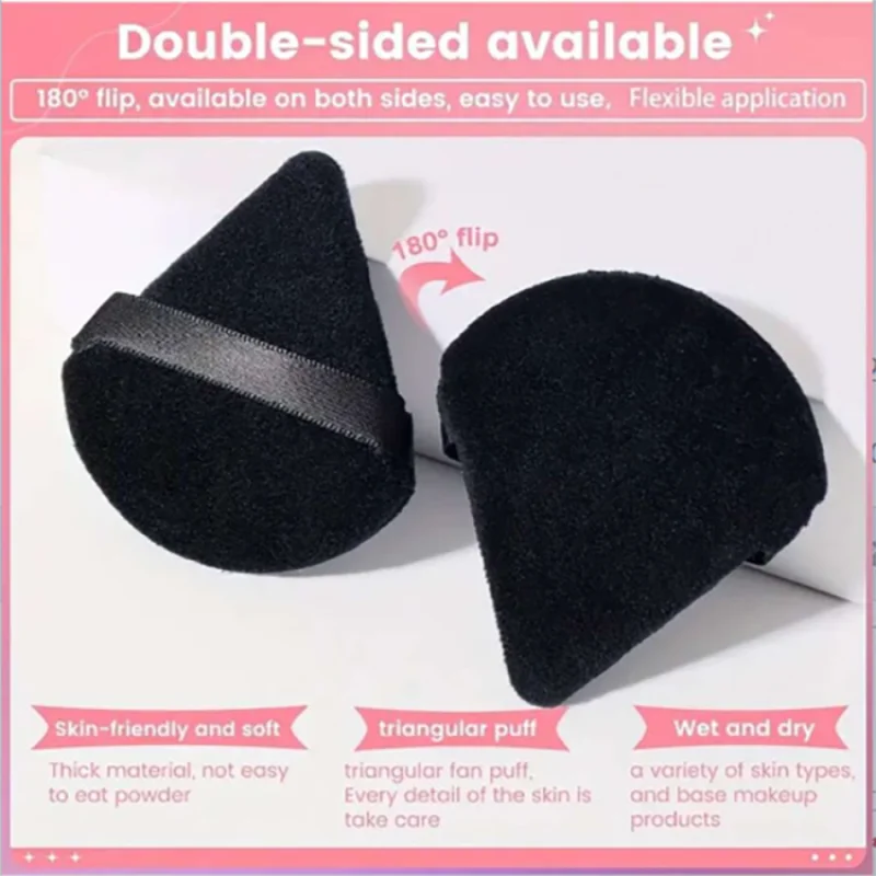 10- Piece Triangle Powder Puff Set • Vådt og tør kosmetik Svampe til løs pulver & Foundation