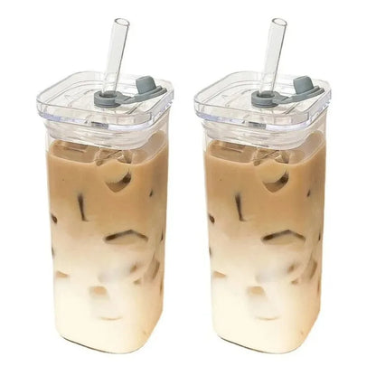 1stk Firkantet Heat-Resistent Kaffeglas Cup med Lid og Straw ! Transparent Mælk, Te & Juice Mug til hjemmet eller Bar Drinkware