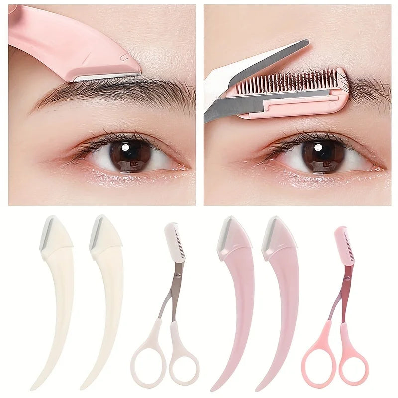 3-piece Eyebrow Trimmer sæt ! Rustfrit stål saks, Comb & Shaver for Eyelash og begynder Makeup, Precision Removal tilbehør