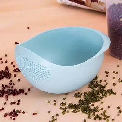 1PC Plastic Rice Sieve & Drain kurv med håndtag • Multi-purpose Kitchen Strainer Bowl til vask af ris, grøntsager og frugter